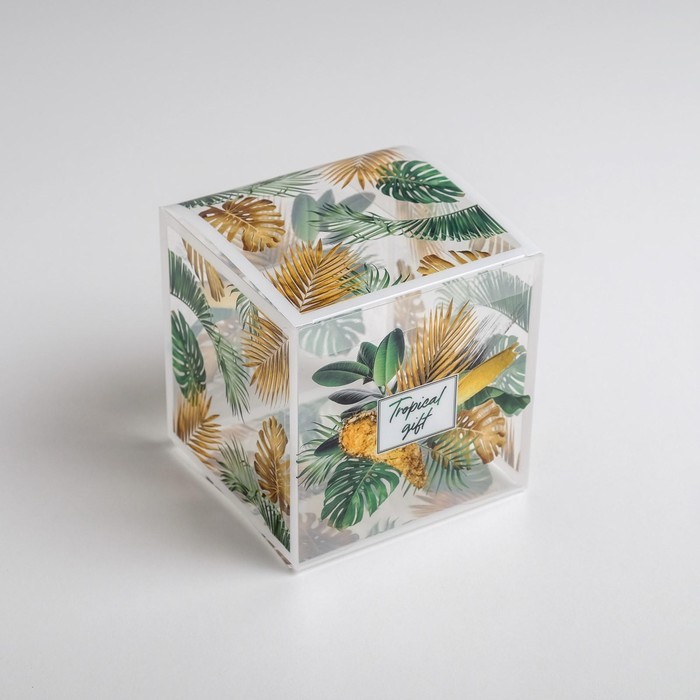 Коробка складная PVC «Tropical gift», 12 х 12 х 12 см