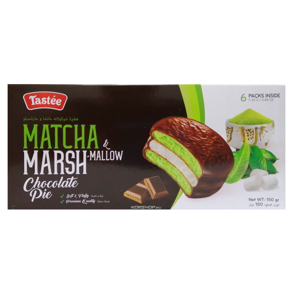 Печенье бисквитное Marshmallow Chocolate Pie со вкусом зеленого чая 150 г.