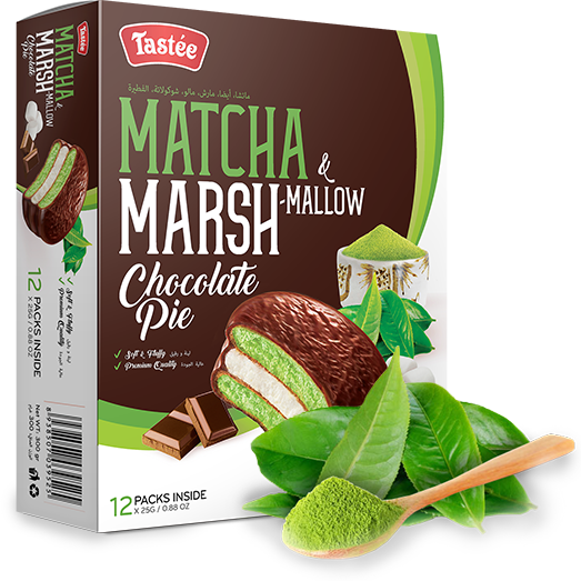 Печенье бисквитное Marshmallow Chocolate Pie со вкусом зеленого чая 300 г.