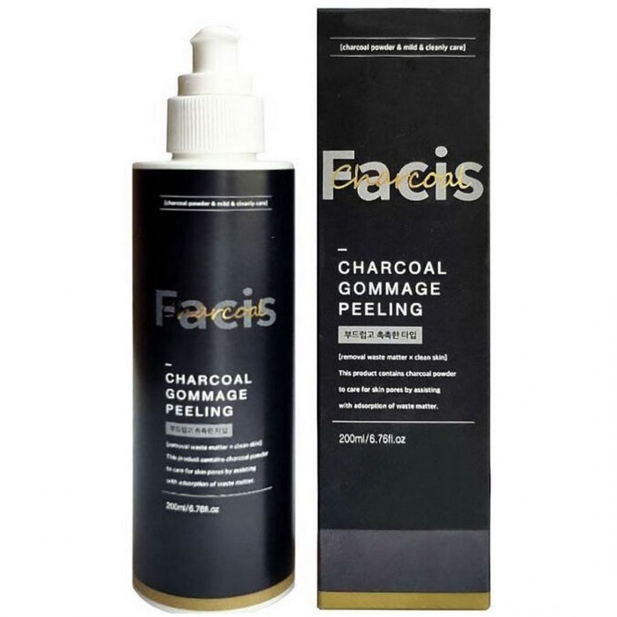 FACIS Пилинг скатка для лица очищающая для умывания с углем Charcoal Gommage Peeling 200 мл
