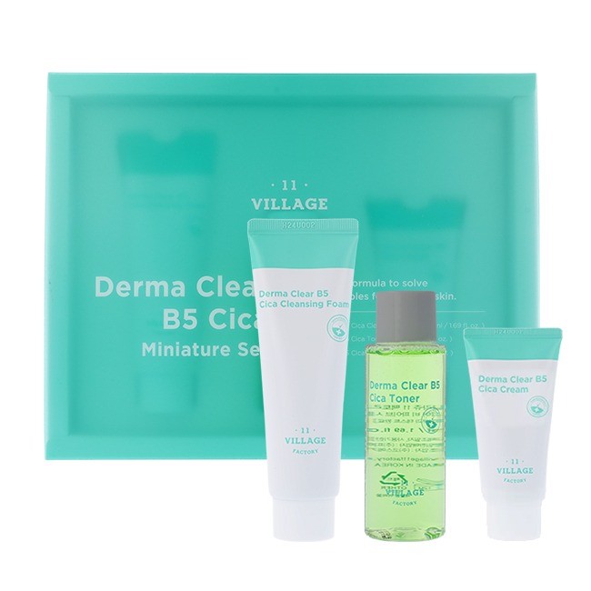 Village 11 Factory Набор миниатюр для чувствительной кожи Derma Clear B5 Cica Miniature Set (50ml, 50ml, 30ml)