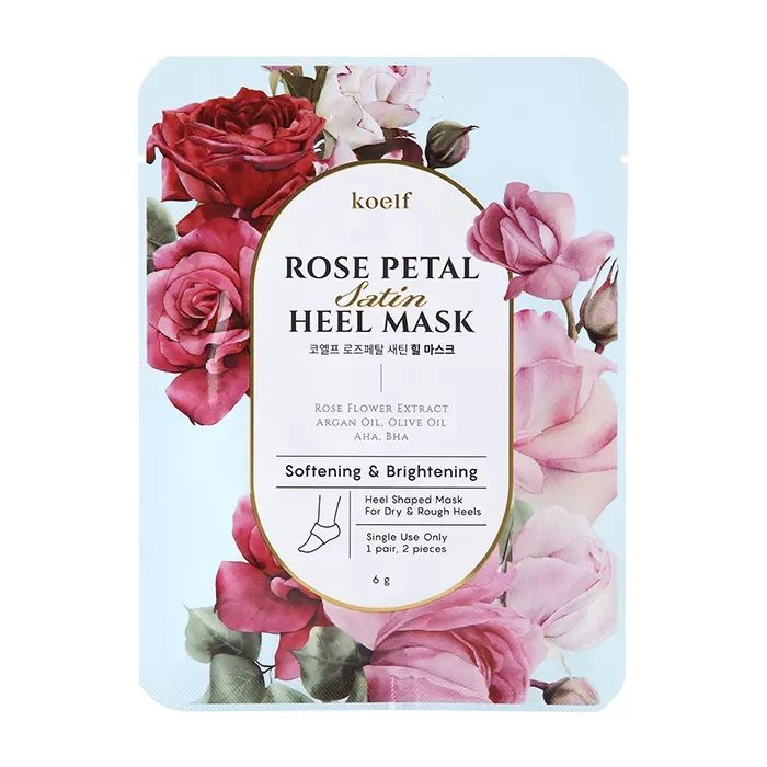 [KOELF] Маски-носочки для ног/ ПЯТКИ/ РОЗА Rose Petal Satin Heel Mask