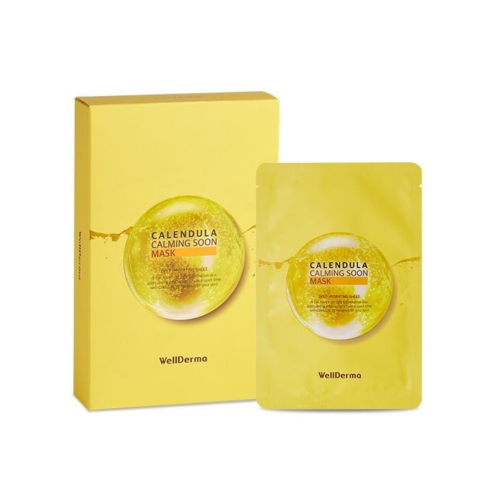 [WELLDERMA] Тканевая маска для лица КАЛЕНДУЛА Calendula Calming Soon Mask