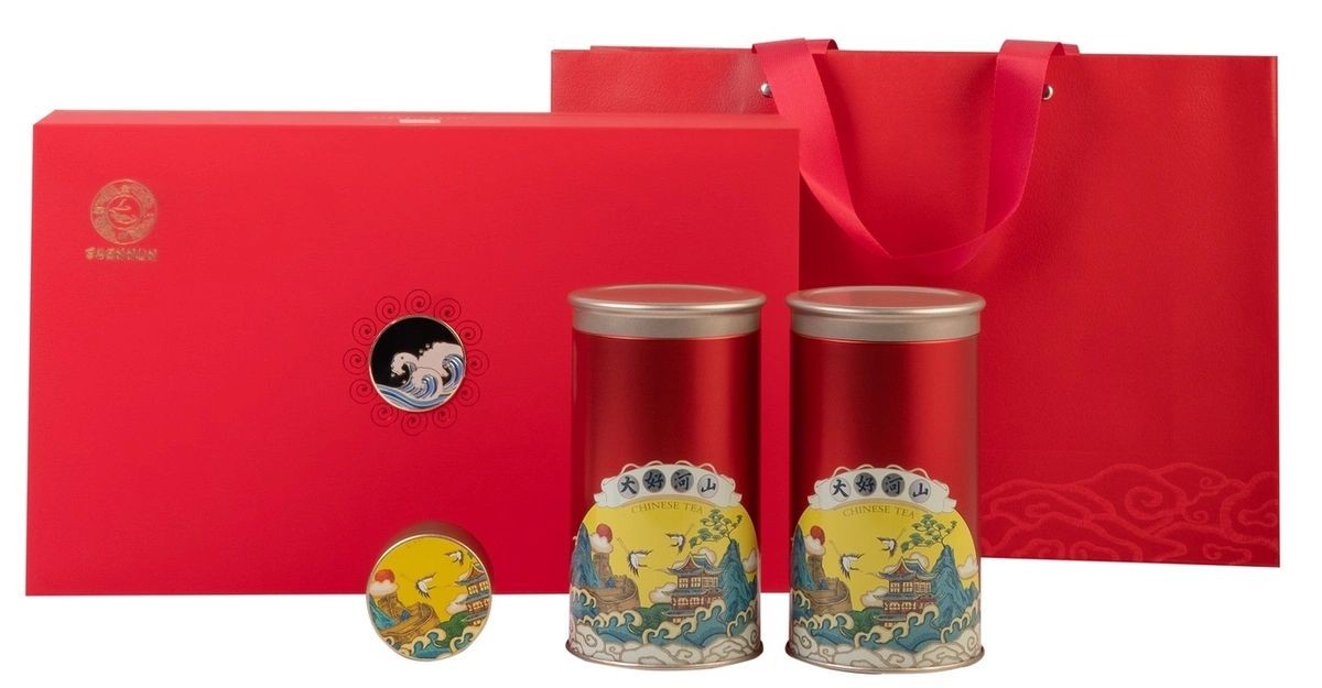 Shennun Набор китайского крупнолистового чая KingTea «Просторы и красоты родной страны», Черный Мао Цзянь 60 г * 2 б., Черный Мао Цзянь 10 г * 1 б)