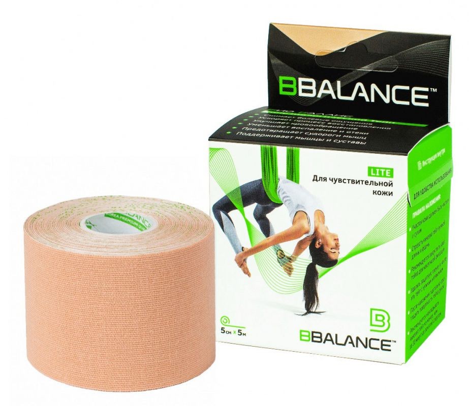 Кинезио тейп BBTape 5см*5м (Lite бежевый)