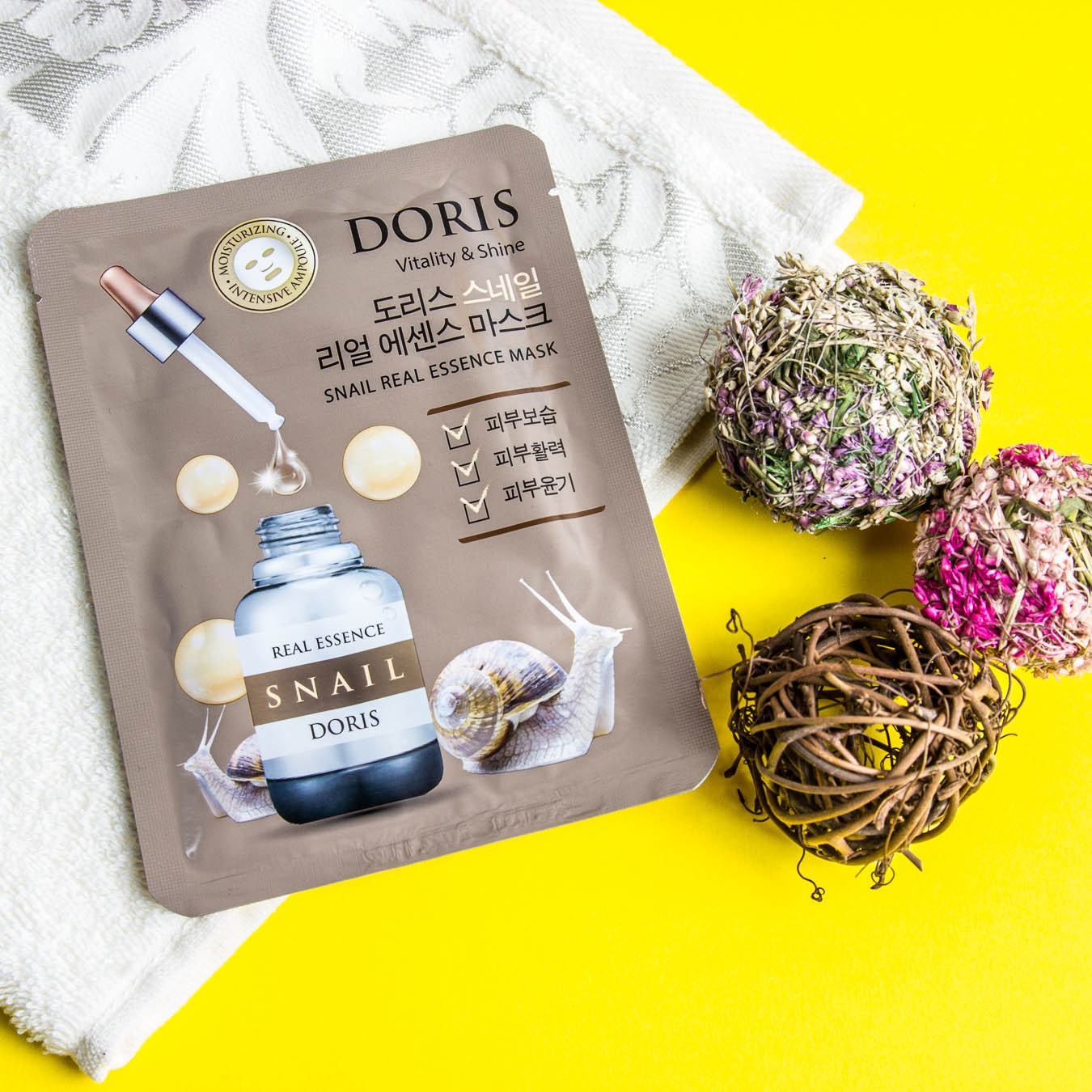 [DORIS] Тканевая маска для лица МУЦИН УЛИТКИ SNAIL Real Essence Mask