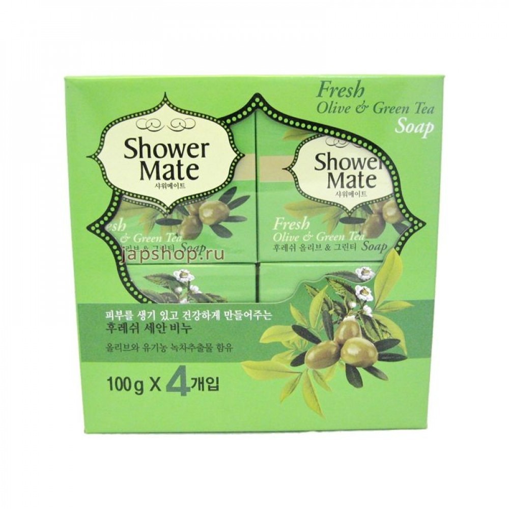 Kerasys Мыло косметическое Shower Mait Оливки и зеленый чай, 4*100 г