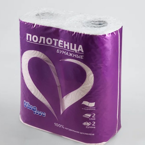 Бумажные полотенца Viva Love белое, 2 сл. 2 рул.