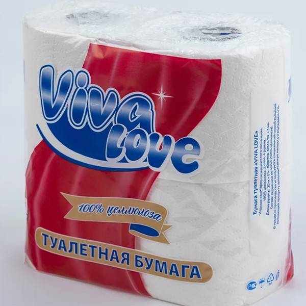 Туалетная бумага Viva Love Классик, 2 сл. 4 рул.